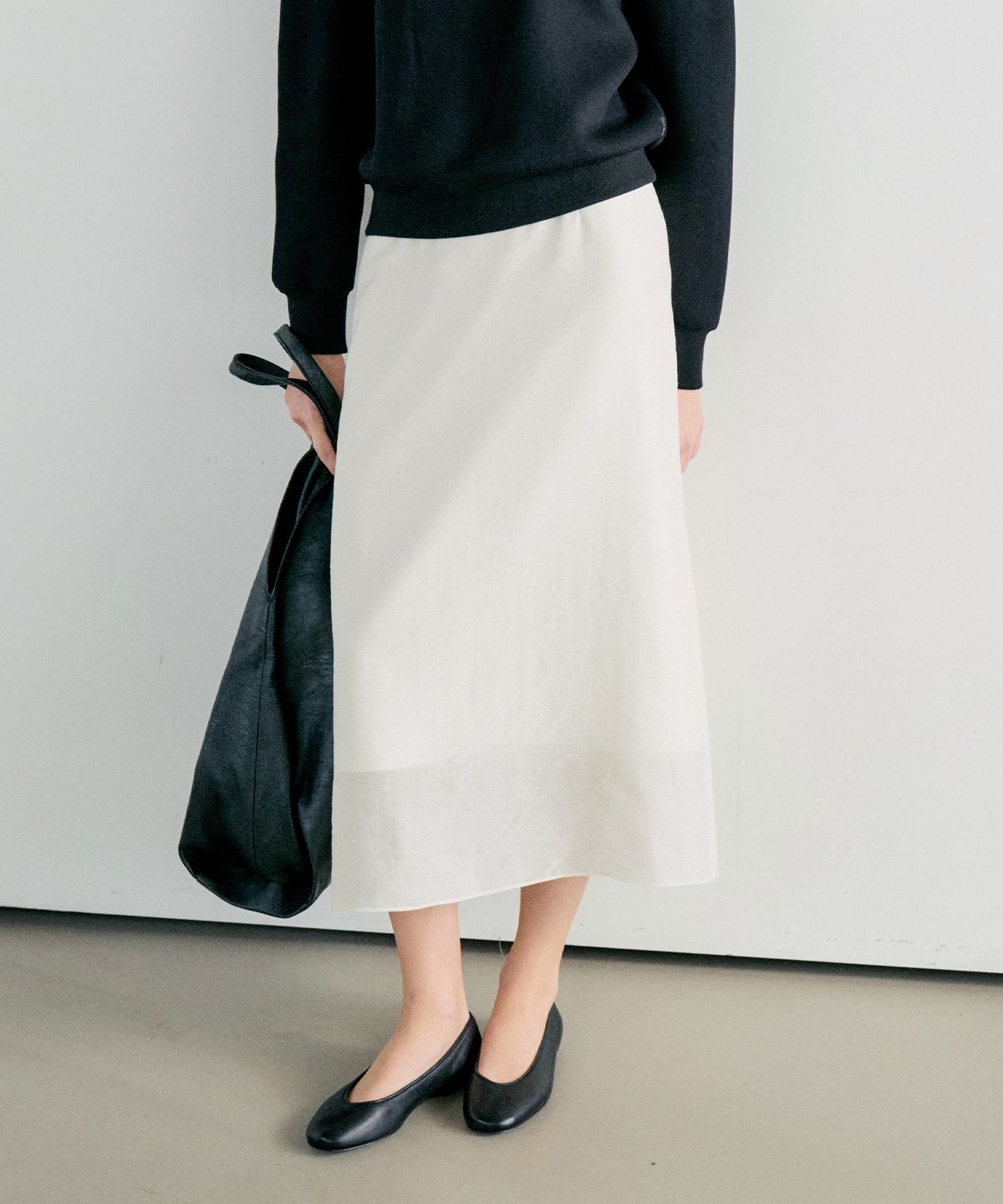 노티아(NOTIA) SHEER LAYERED LONG SKIRT - CREAM