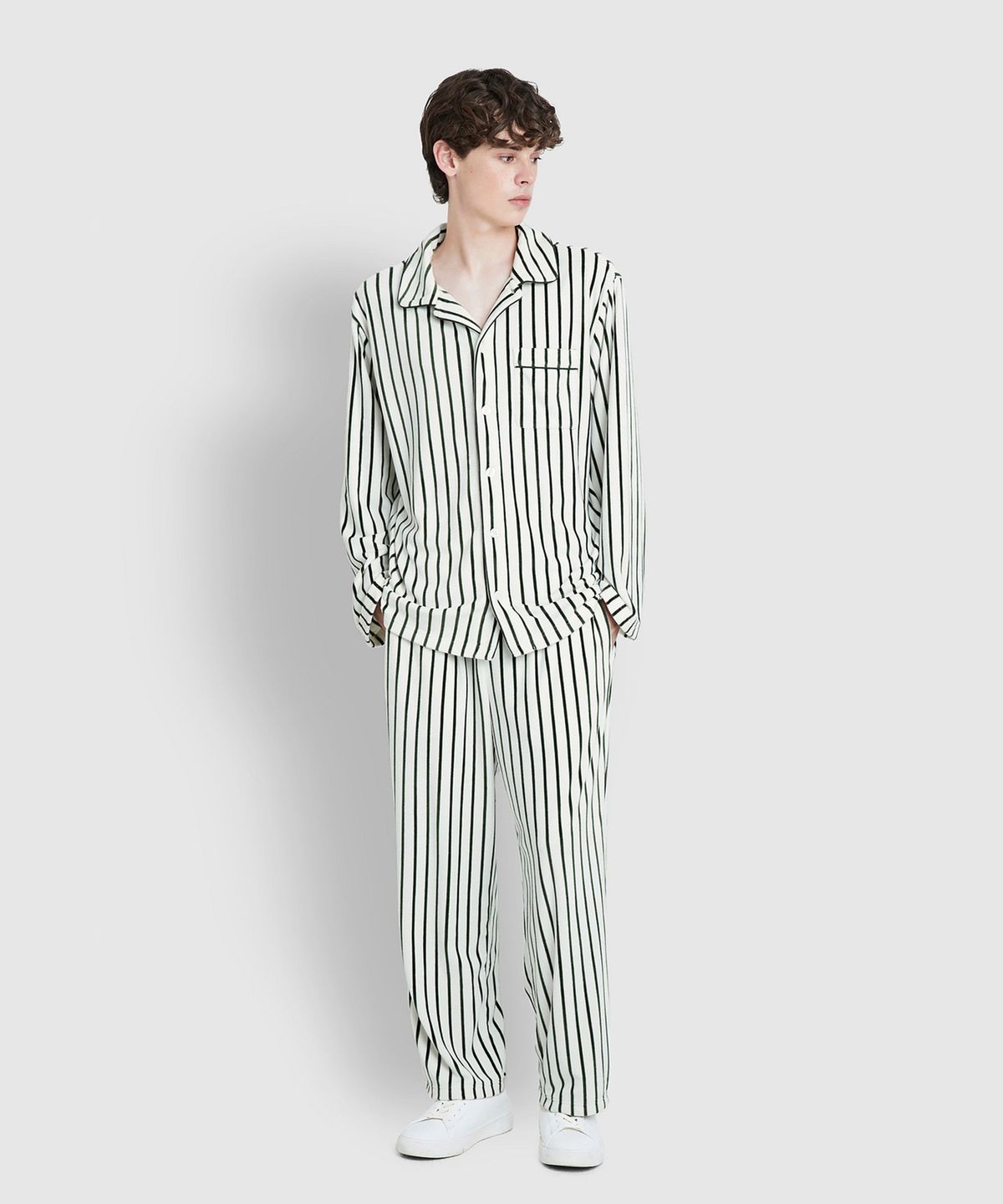 자주(JAJU) 남 밍크 플리스 플랫 카라 파자마 세트_라이트 그린