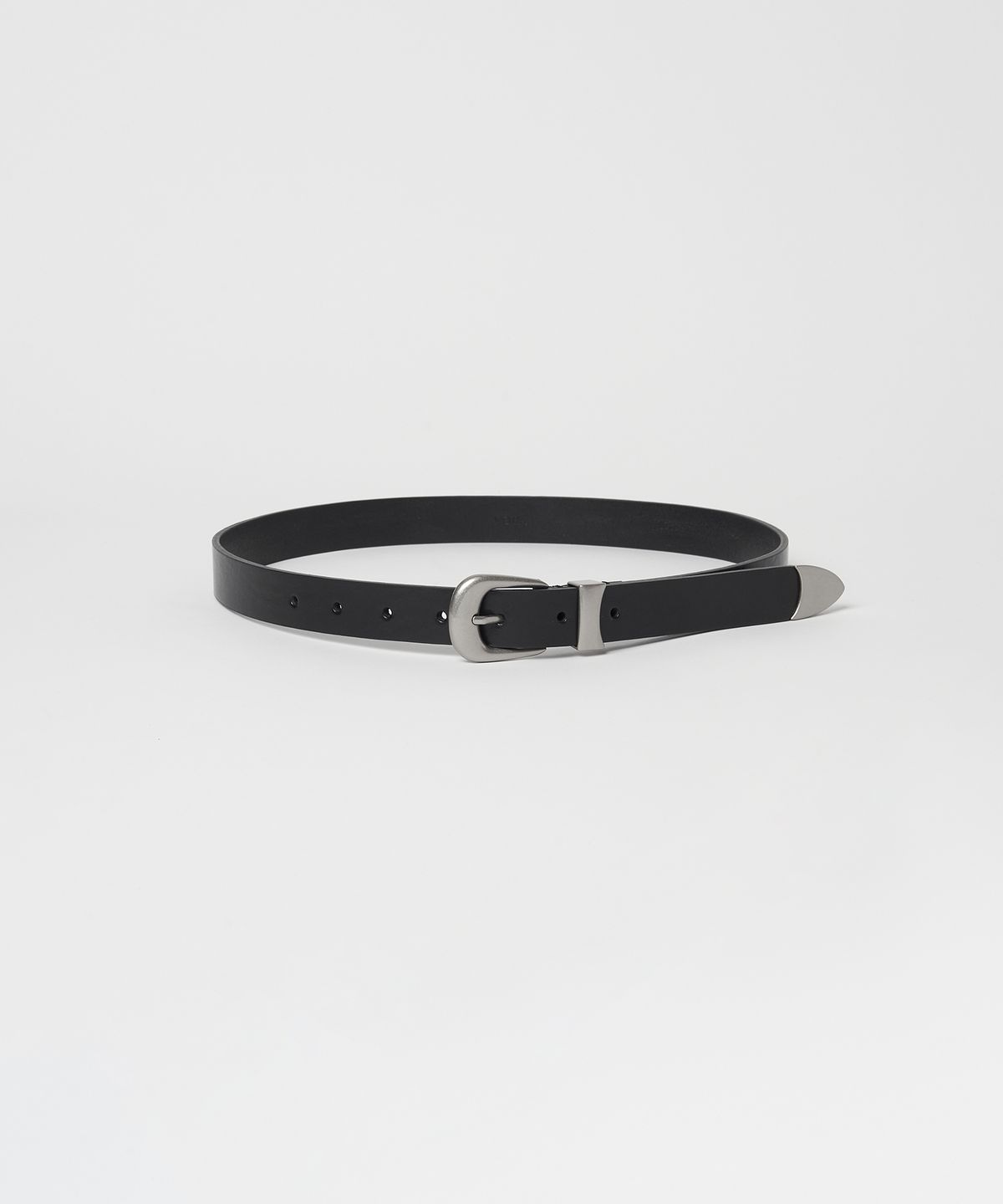 노티아(NOTIA) 25MM WESTERN ITALIAN LEATHER BELT - BLACK/SILVER
