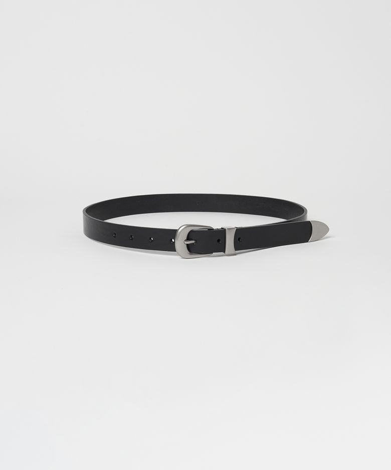 25MM WESTERN ITALIAN LEATHER BELT - BLACK/SILVER