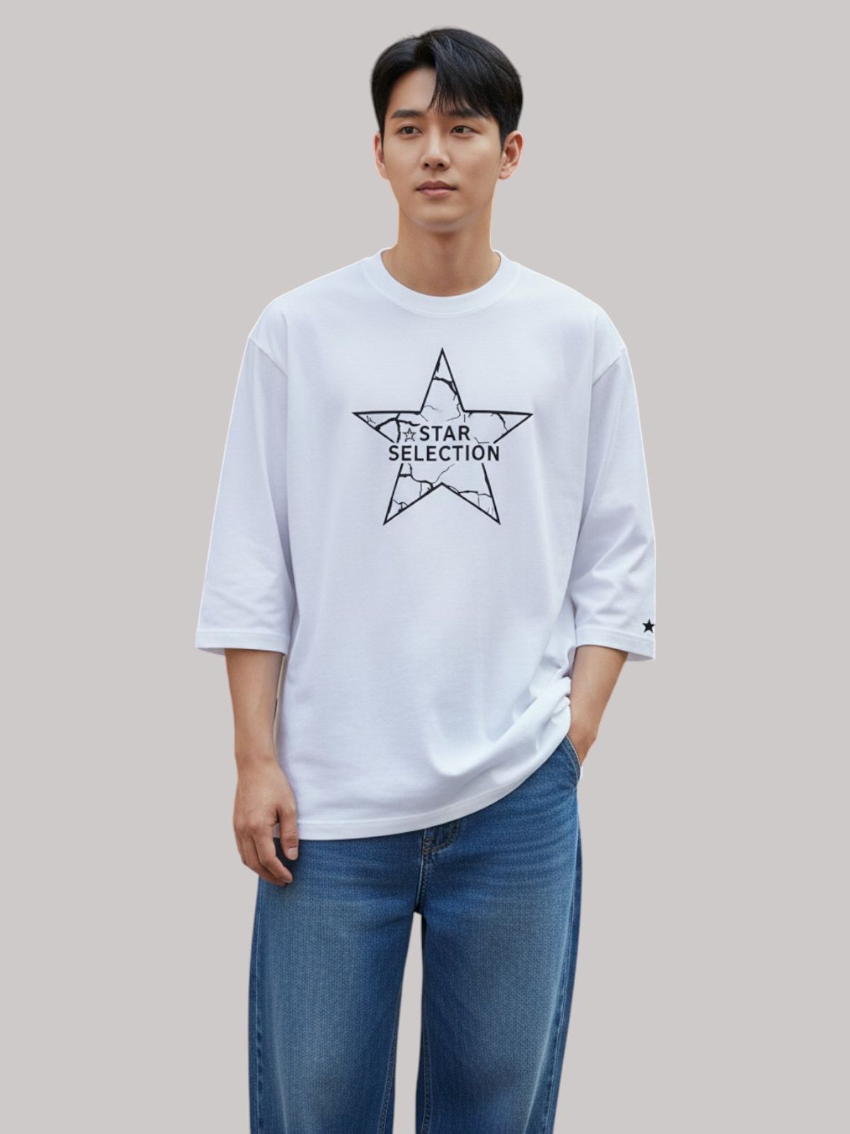 지블랙(ZBLACK) 스타셀렉션 STAR IN STAR 7부 티셔츠(WHITE)