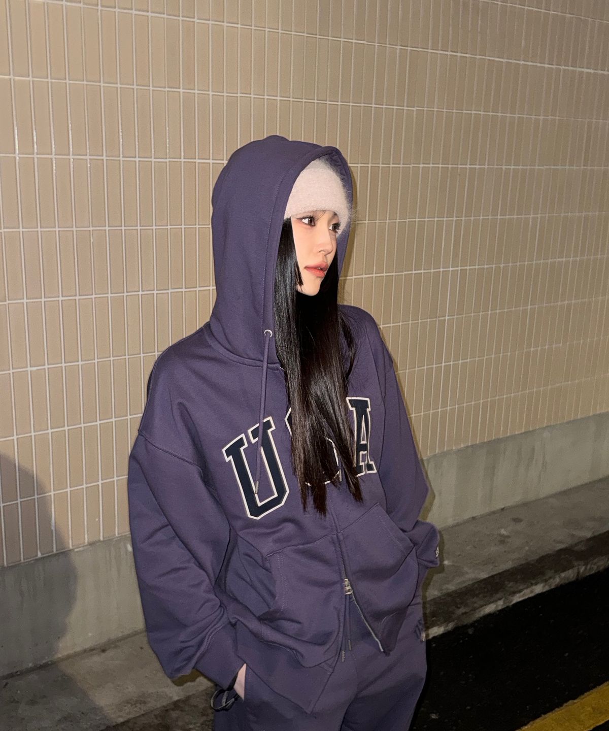 후아유(WHO.A.U) USA Over fit Hood Zip-up / WHMZG2291U