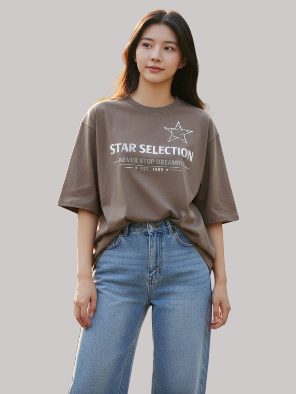 지블랙(ZBLACK) 스타셀렉션  LIGHT STAR 7부 티셔츠(DUST BEIGE)