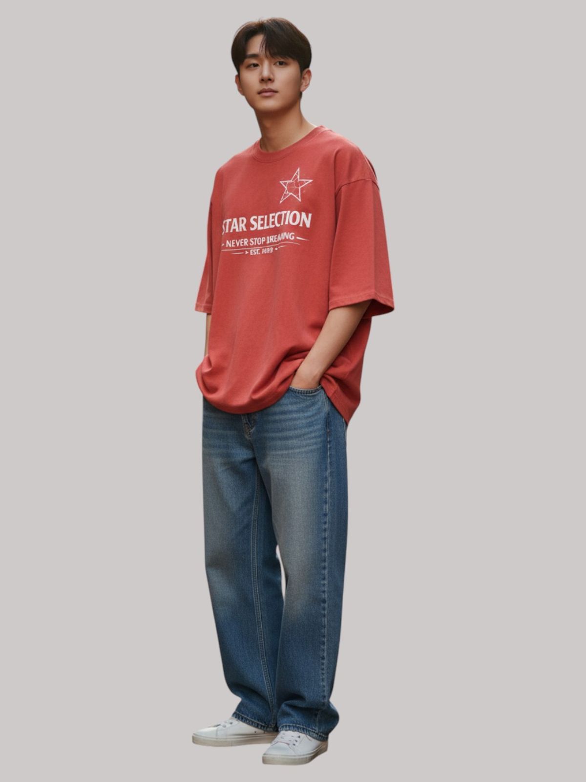지블랙(ZBLACK) 스타셀렉션  LIGHT STAR 7부 티셔츠(CORAL RED)