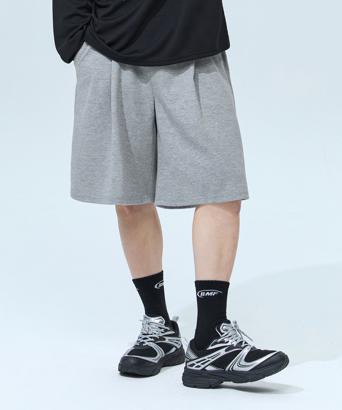 블랙몬스터핏(BLACK MONSTER FIT) 코튼라이크 와이드 버뮤다 팬츠 (GRAY) / BM260113