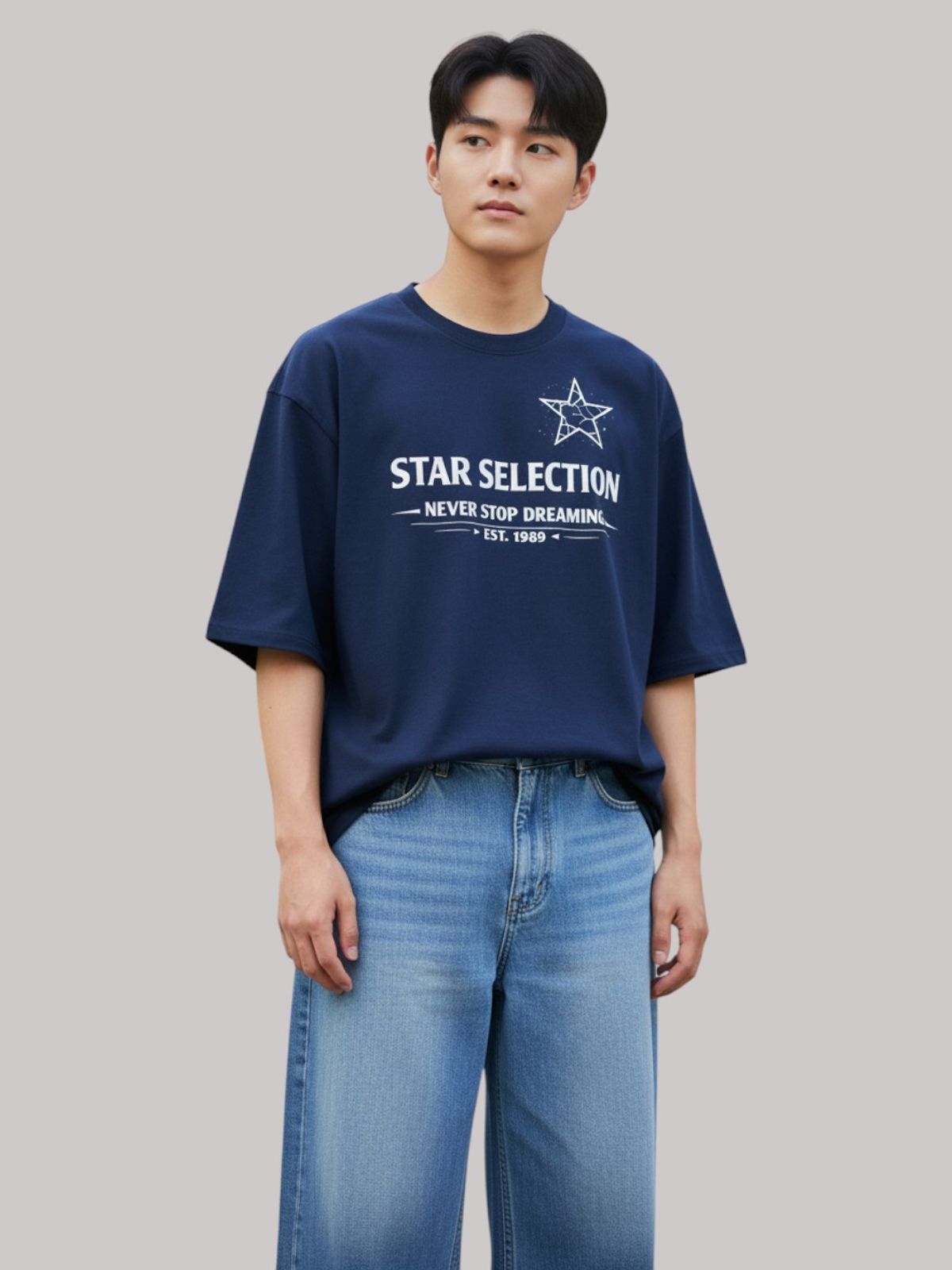 지블랙(ZBLACK) 스타셀렉션  LIGHT STAR 7부 티셔츠(NAVY)