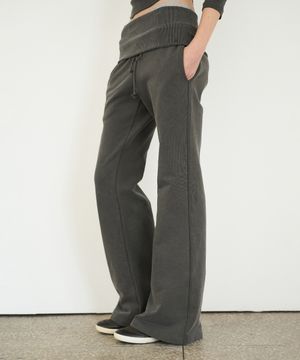 Rib Bootcut Sweat Pants in Charcoal
