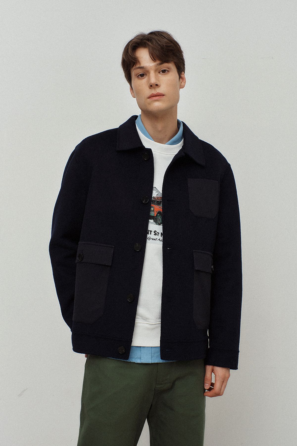 르몽생미셸(LE MONT ST MICHEL) VERDADERO – WOOL JACKET_Navy