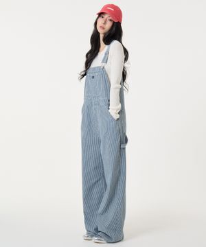 스트라이프 오버롤 블루