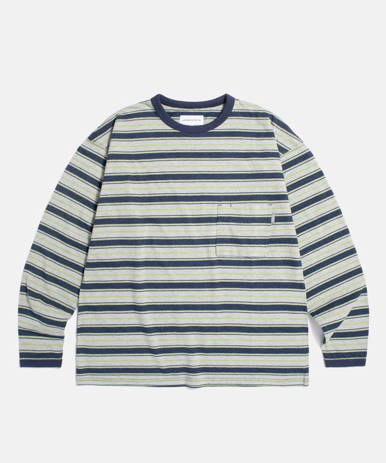 Multi Border L/S Tee Grey
