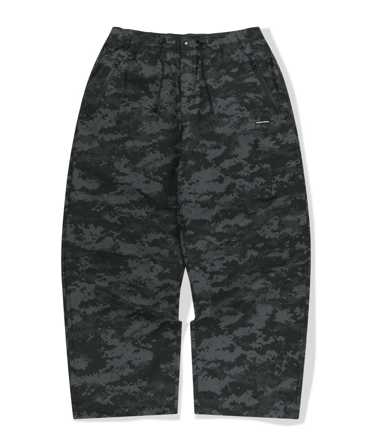 위캔더스(WKNDRS) DIGI CAMO PARACHUTE PANTS (BLACK)