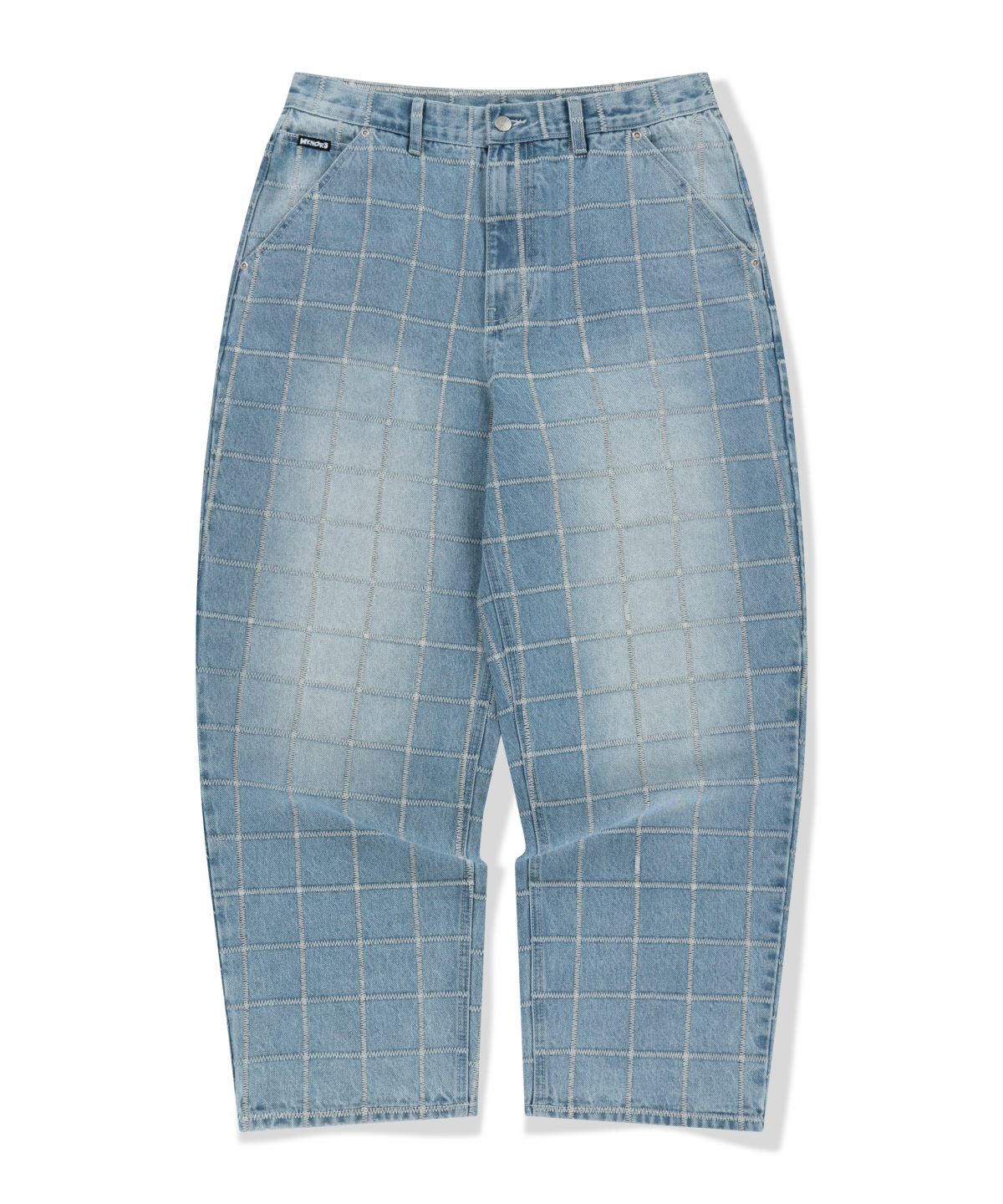 위캔더스(WKNDRS) ZIGZAG STITCHED DENIM PANTS (L.DENIM)