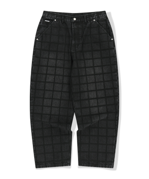 ZIGZAG STITCHED DENIM PANTS (GREY)