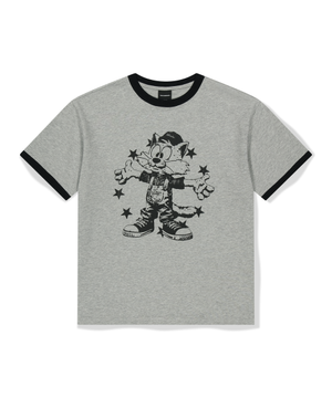 CAT RINGER T-SHIRT (M.GREY)