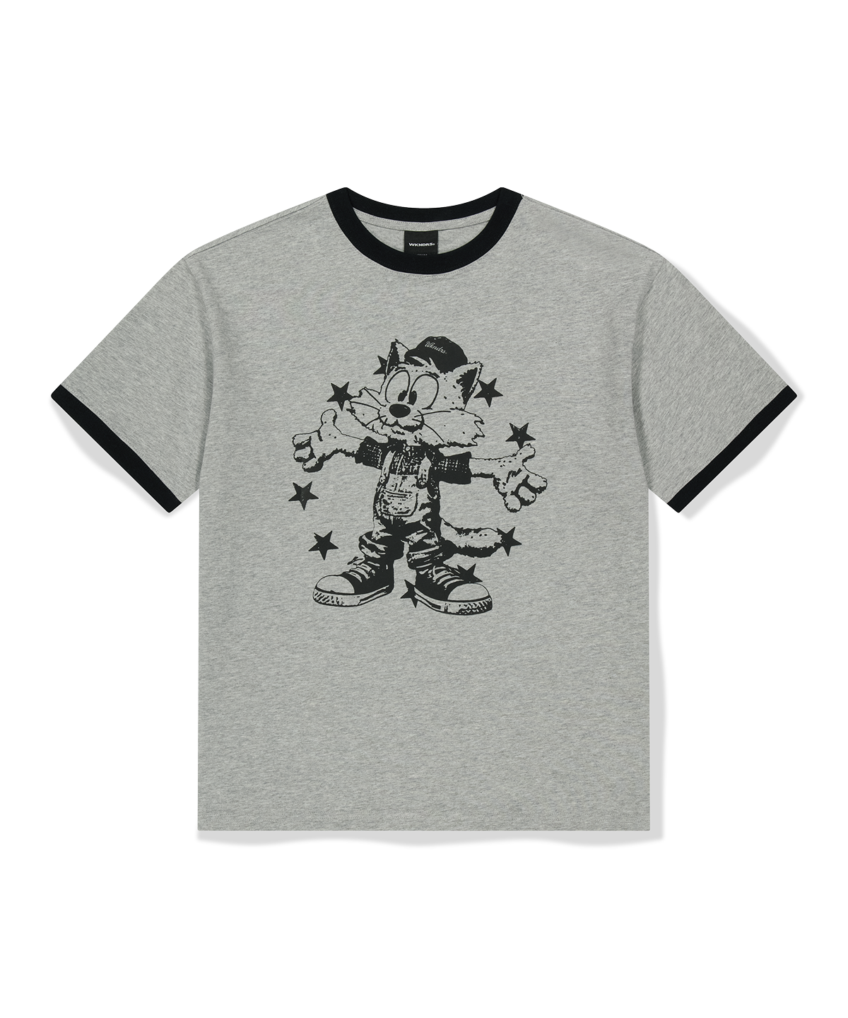 위캔더스(WKNDRS) CAT RINGER T-SHIRT (M.GREY)