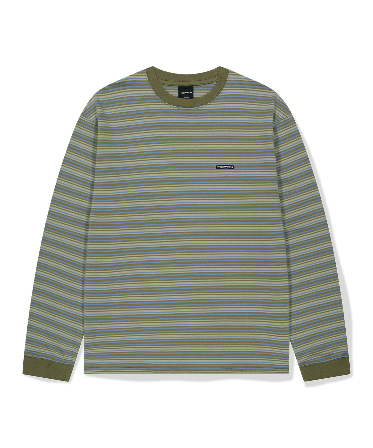 위캔더스(WKNDRS) MULTI-STRIPED LS T-SHIRT (L.KHAKI)