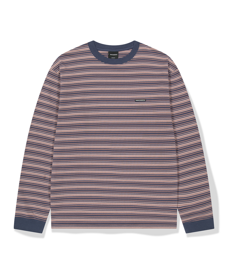MULTI-STRIPED LS T-SHIRT (NAVY)