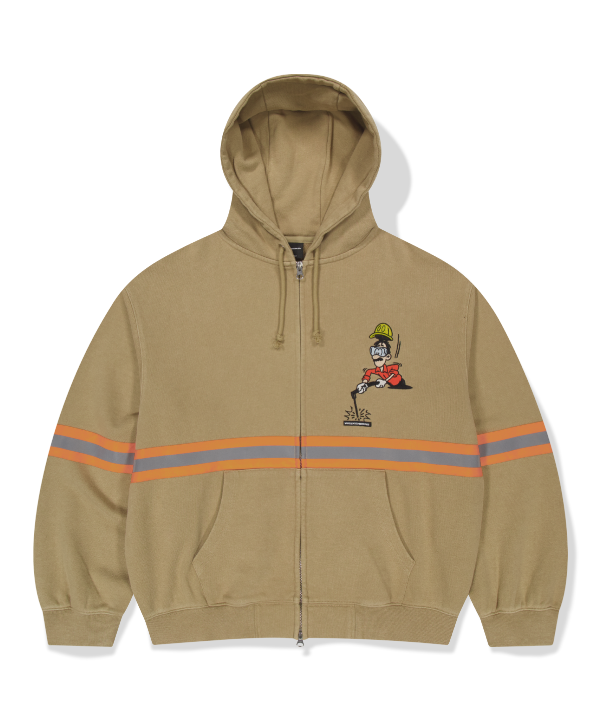 위캔더스(WKNDRS) HI-VIS ZIP-UP HOODIE (BEIGE)