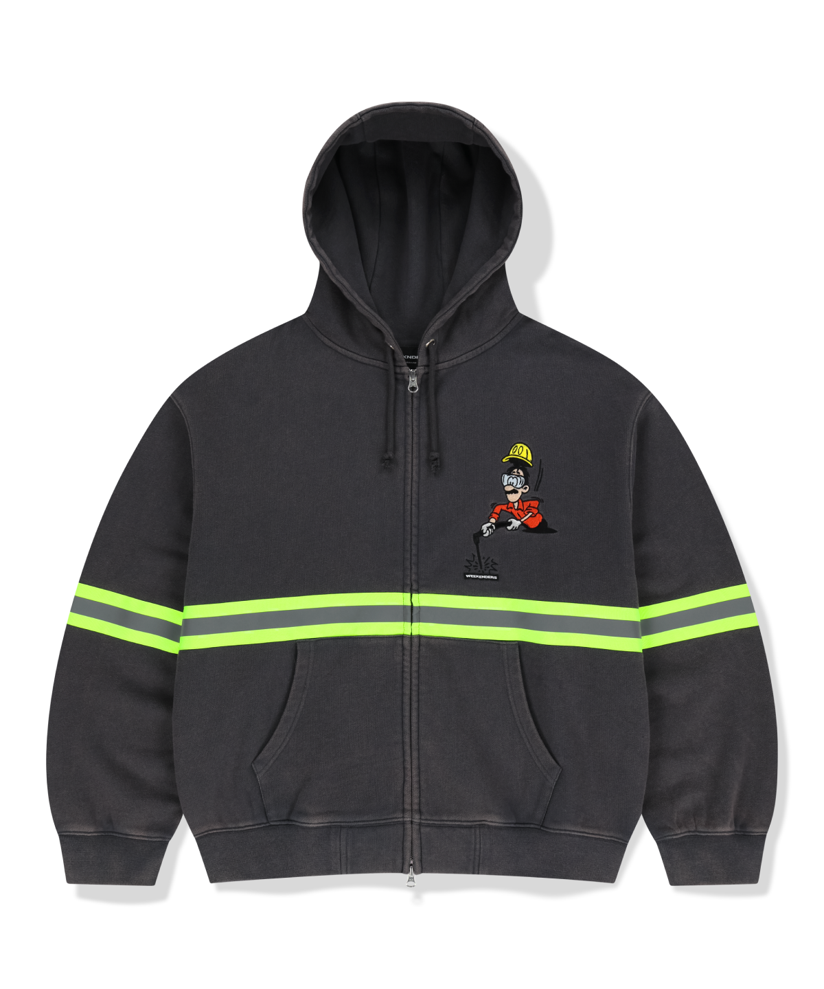 위캔더스(WKNDRS) HI-VIS ZIP-UP HOODIE (CHARCOAL)