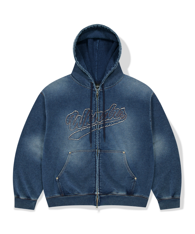 BRUSHED ZIP-UP HOODIE (DENIM)
