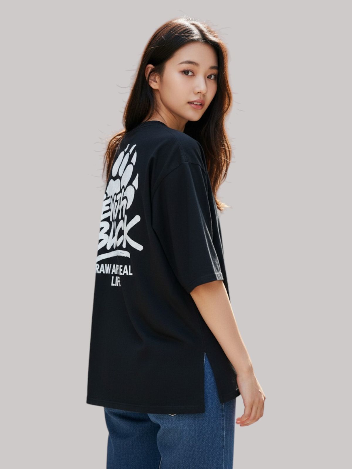 지블랙(ZBLACK) 베어풋 그래피티  7부 티셔츠(BLACK)