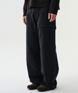 WASHED FATIGUE CARPENTER PANTS (BLACK)