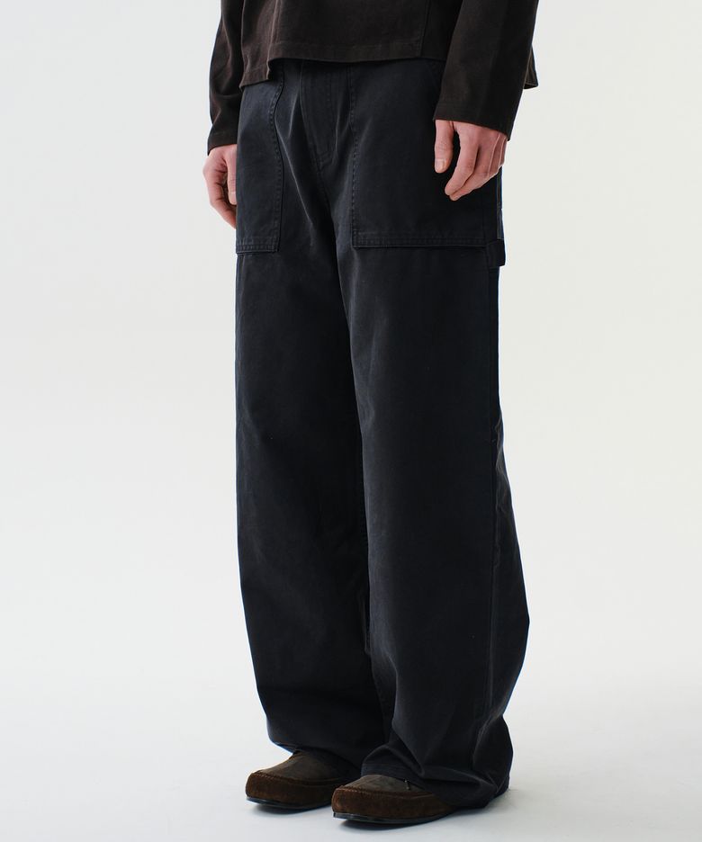 WASHED FATIGUE CARPENTER PANTS (BLACK)