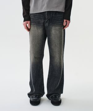 LOOSED STRAIGHT DEINM PANTS (WASHED BLACK)