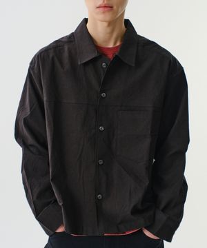LOOSED COTTON CREASE SHIRKET (BLACK)