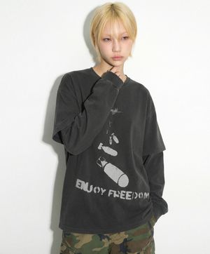 DTG 프리덤 피그먼트 레이어드 티셔츠 차콜