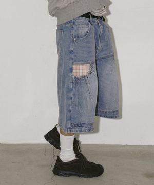 다트 포켓 데님 버뮤다 쇼츠 인디고