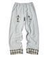 체크 롤업 스웻 팬츠 그레이