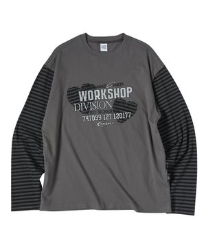 스트라이프 레이어드 롱 슬리브 차콜