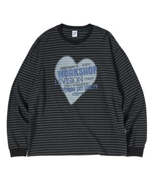 스프레이 하트 스트라이프 롱 슬리브 블랙