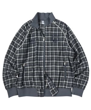 체크 파이핑 트랙 자켓 블루