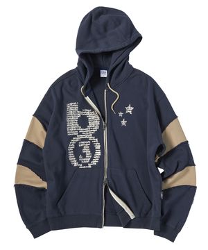 재기드 리틀 비 후드 집업 네이비