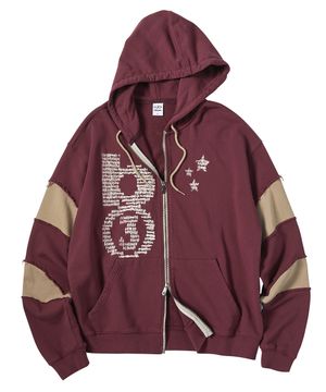 재기드 리틀 비 후드 집업 와인