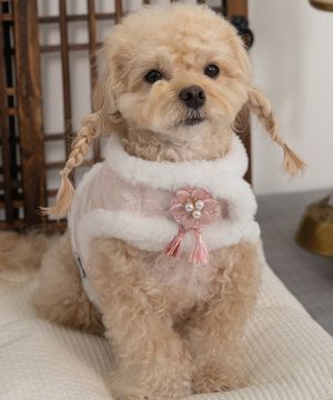 강아지한복 눈꽃설화배자 핑크