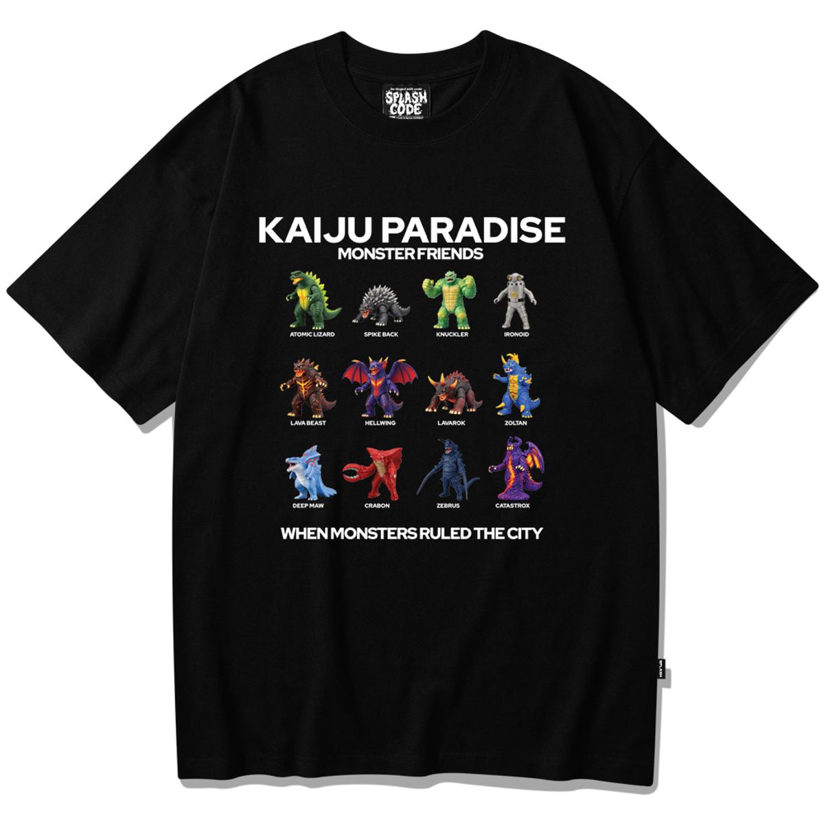 스플래시코드(SPLASHCODE) 반팔 티셔츠 블랙 - 카이주 파라다이스(Kaiju Paradise)