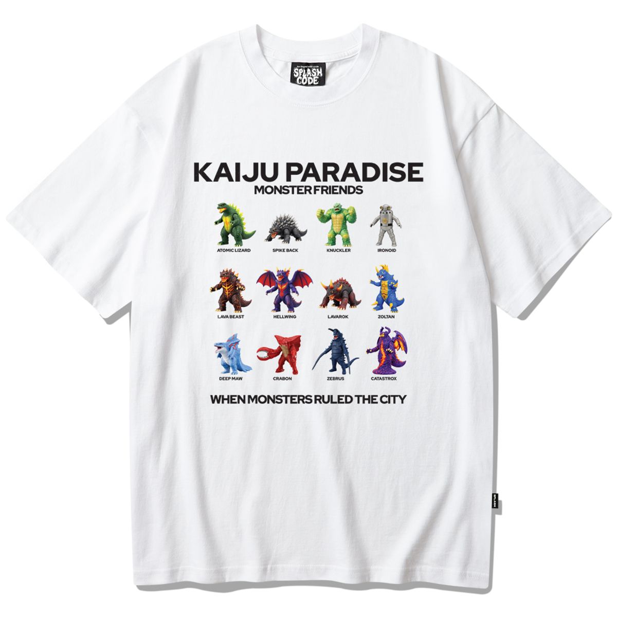 스플래시코드(SPLASHCODE) 반팔 티셔츠 화이트 - 카이주 파라다이스(Kaiju Paradise)