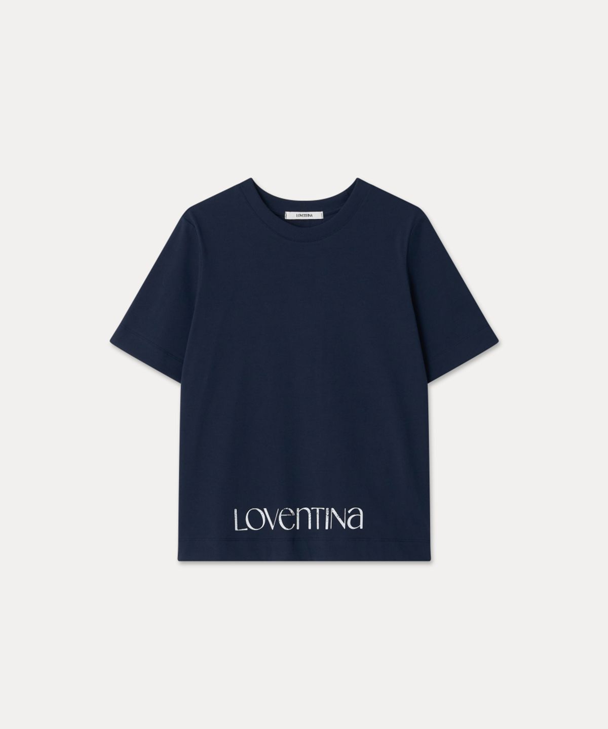 러벤티나(LOVENTINA) 멀티 프린팅 티_네이비