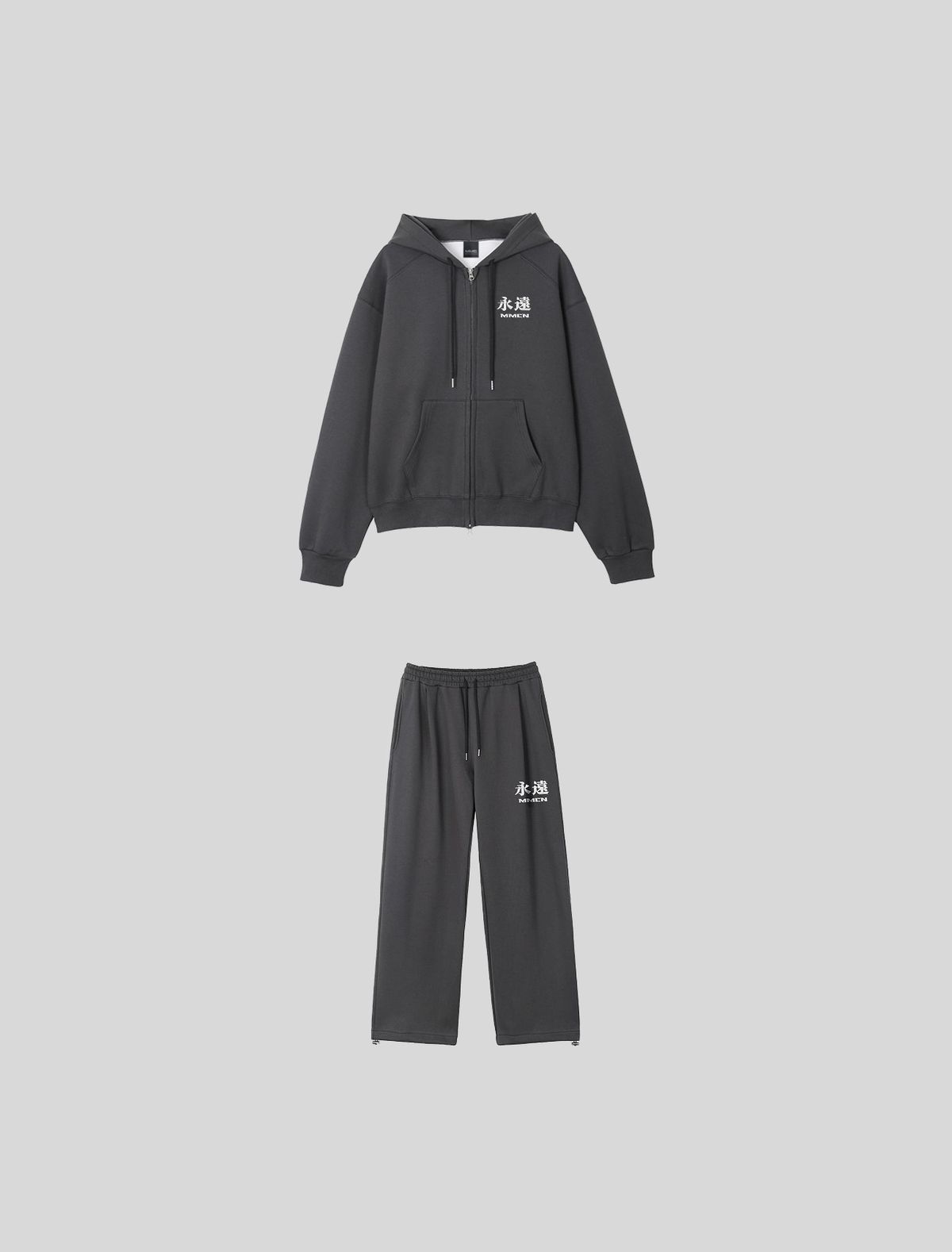 마인드머슬커넥션(MMC) 영원(永遠) 헤비 후드  셋업 [CHACOAL]