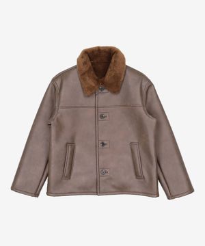 FAUX LEATHER OVER FIT MUSTANG JACKET brown S