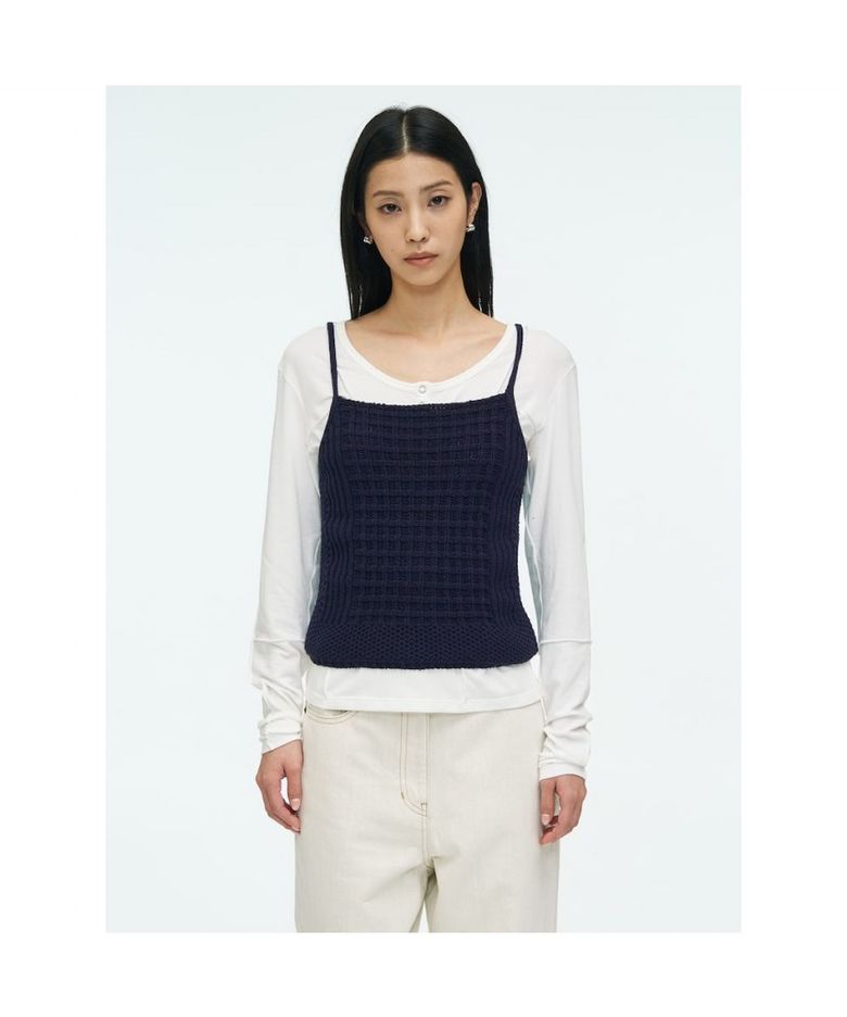 Waffle Bustier Top   Navy