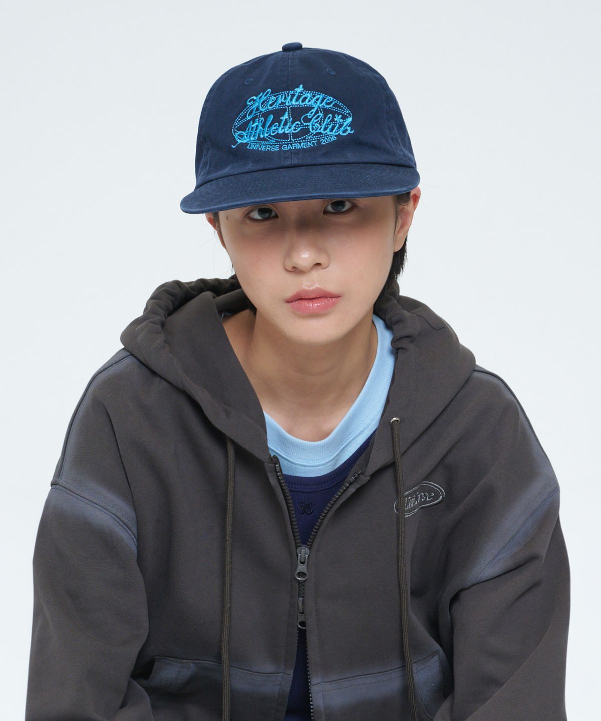유니버스 가먼트(UNIVERSE GARMENT) 유니버스 싸인 워싱 캡_NAVY