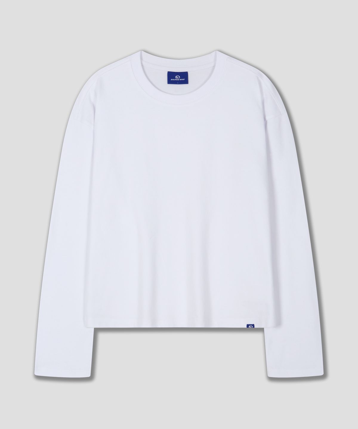돌핀웨이브어패럴(DOLPHIN WAVE APPAREL) 돌핀 루즈 크롭 긴소매 티셔츠 화이트
