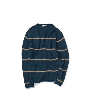 Roll-up stripe pocket knit / Deep teal