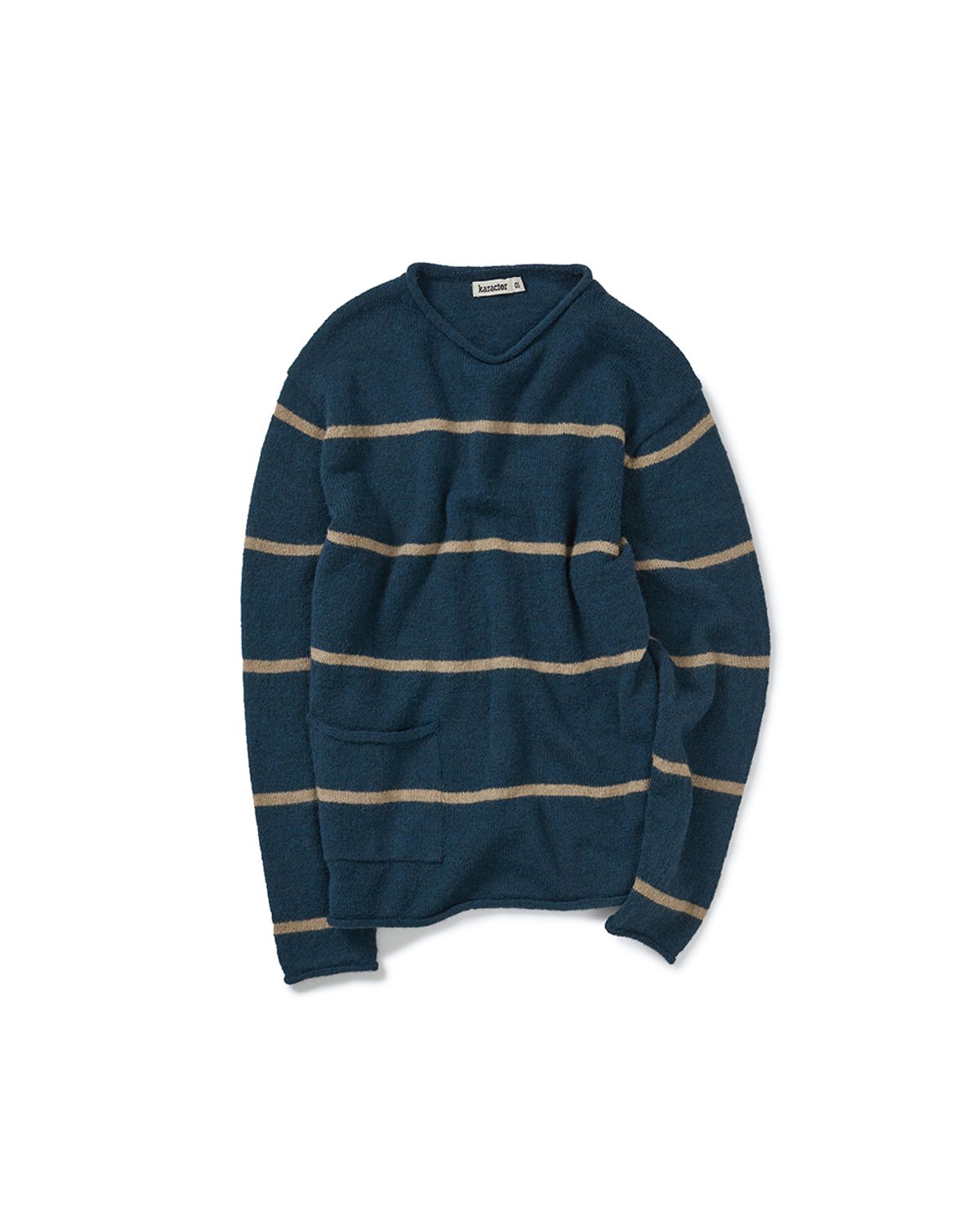카락터(KARACTOR) Roll-up stripe pocket knit / Deep teal