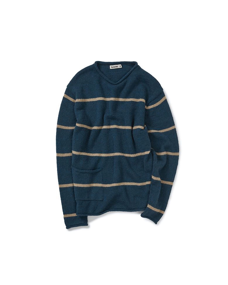 Roll-up stripe pocket knit / Deep teal
