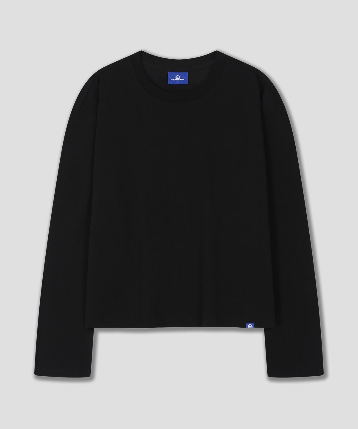 돌핀웨이브어패럴(DOLPHIN WAVE APPAREL) 돌핀 루즈 크롭 긴소매 티셔츠 블랙